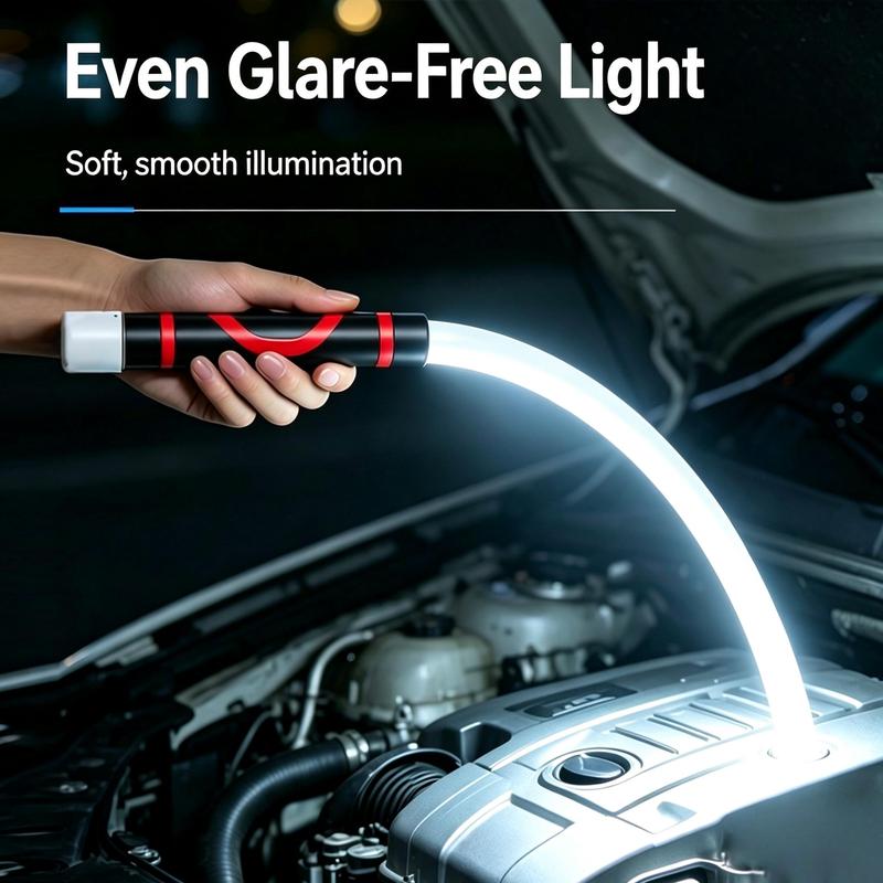 Hand holding the FlexBeam handle as the strip lights an engine with soft, even light